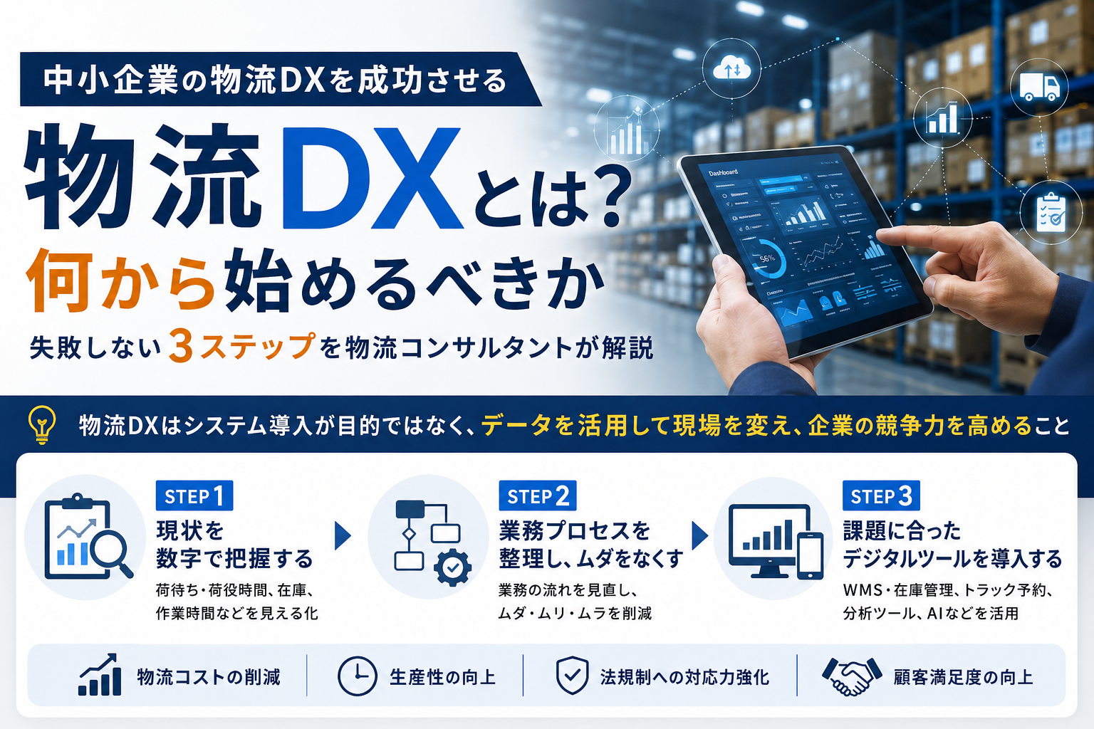 物流DXとは？中小企業は何から始めるべきか——失敗しない3ステップを物流コンサルタントが解説