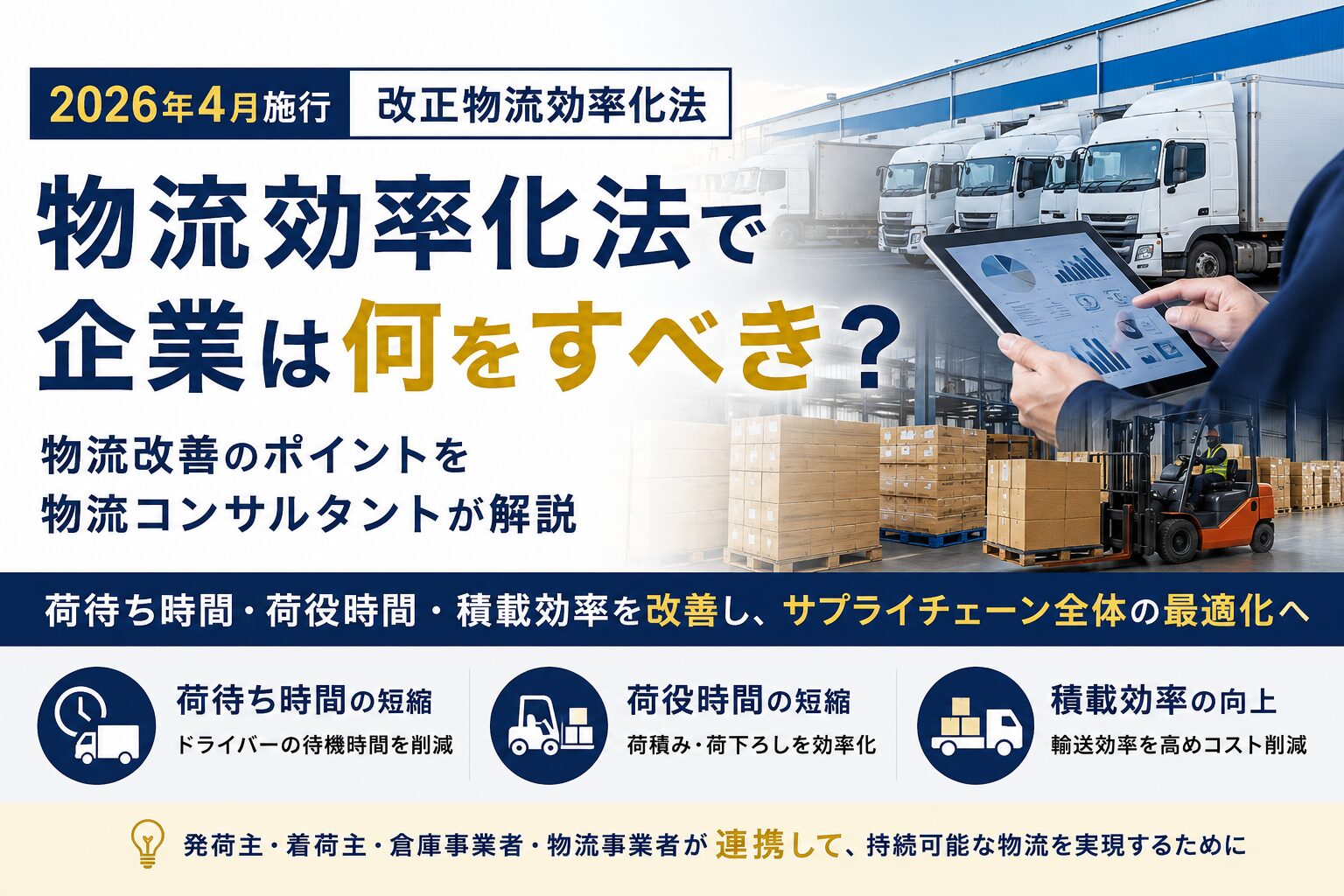 物流効率化法で企業は何をすべき？物流改善のポイントを物流コンサルタントが解説