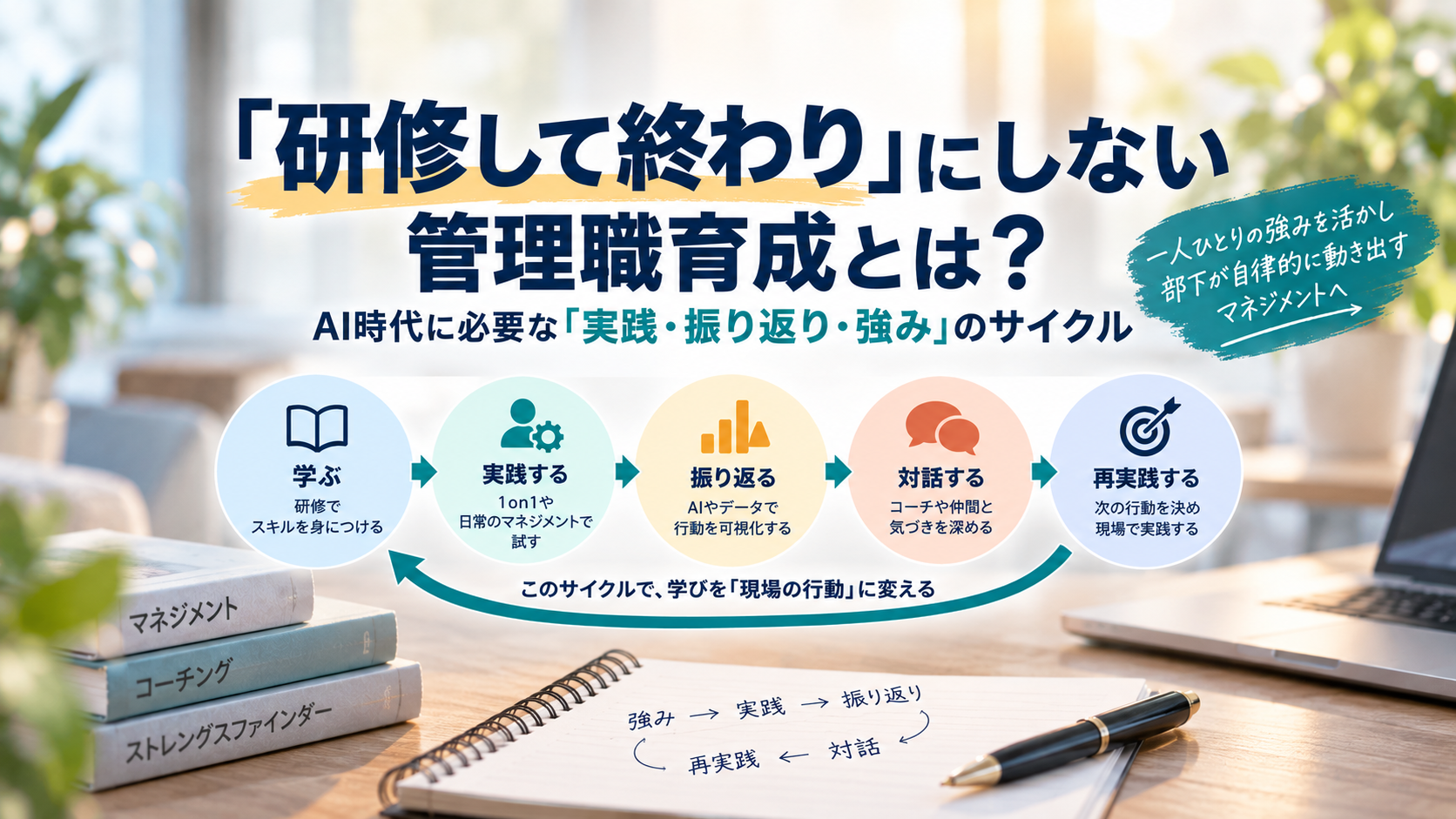 「研修して終わり」にしない管理職育成とは？AI×実践×ストレングスファインダーで行動変容につなげる方法