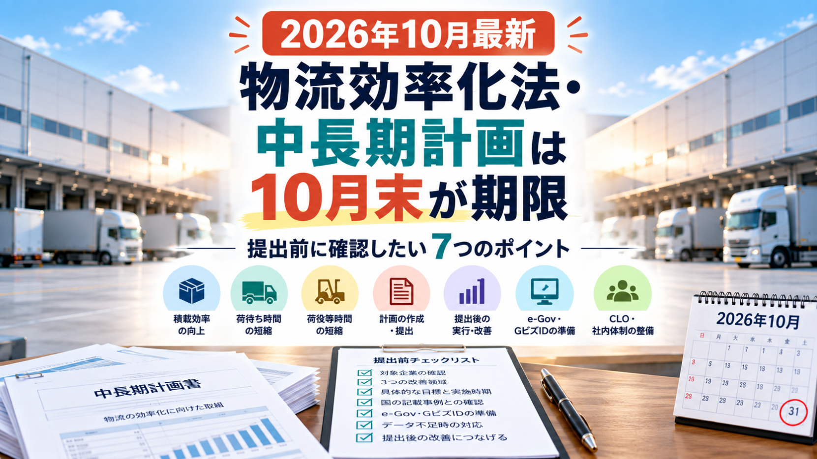 【2026年10月最新】物流効率化法・中長期計画は10月末が期限｜提出前に確認したい7つのポイント